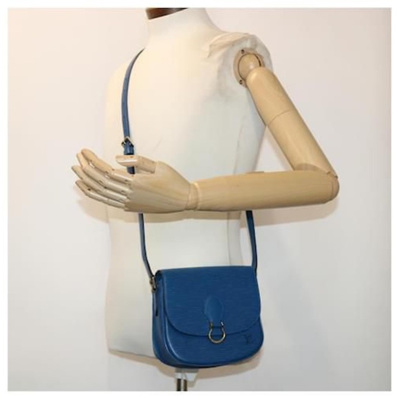 Authentic LOUIS VUITTON Epi Saint Cloud GM Shoulder Bag Blue - Picture 3 of 14
